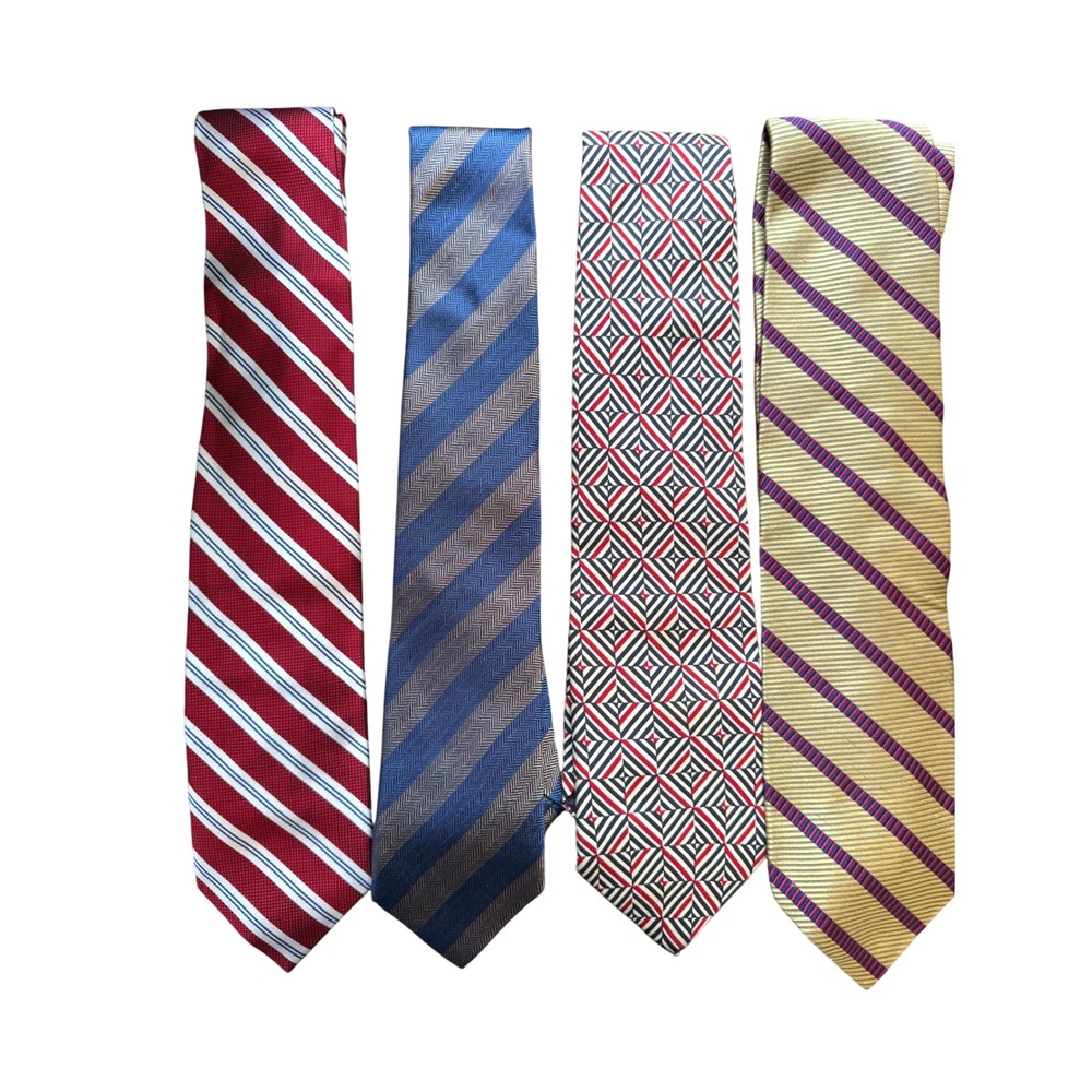 Jos. A. Bank Silk Tie Lot of 4 OS Business Professional Multi Pattern